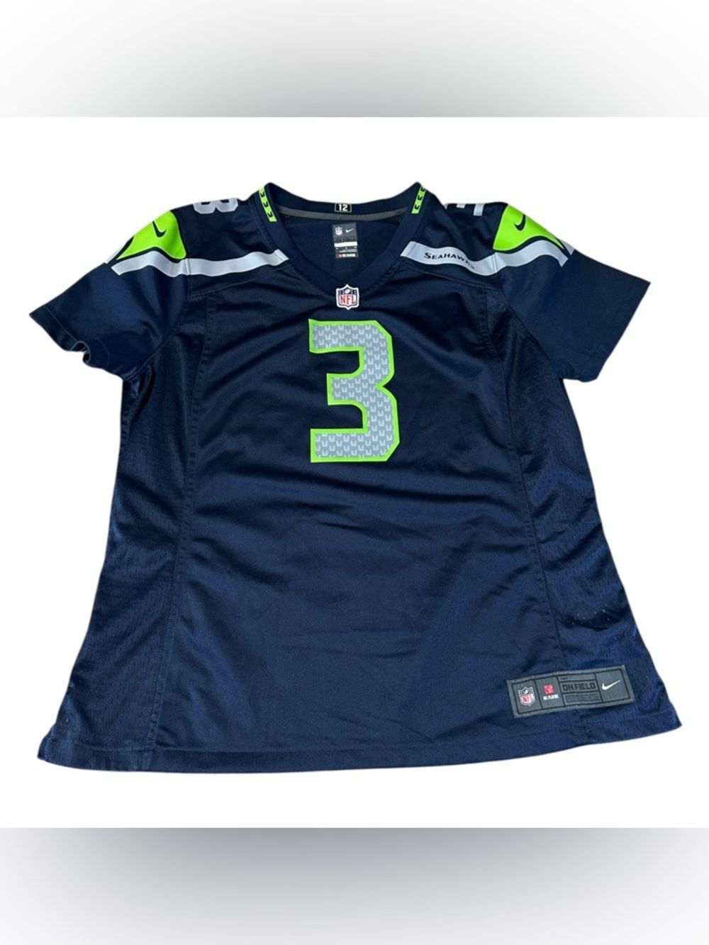 Nike On Field Seattle Seahawks Russell Wilson #3 Jersey Women's XL Blue NFL